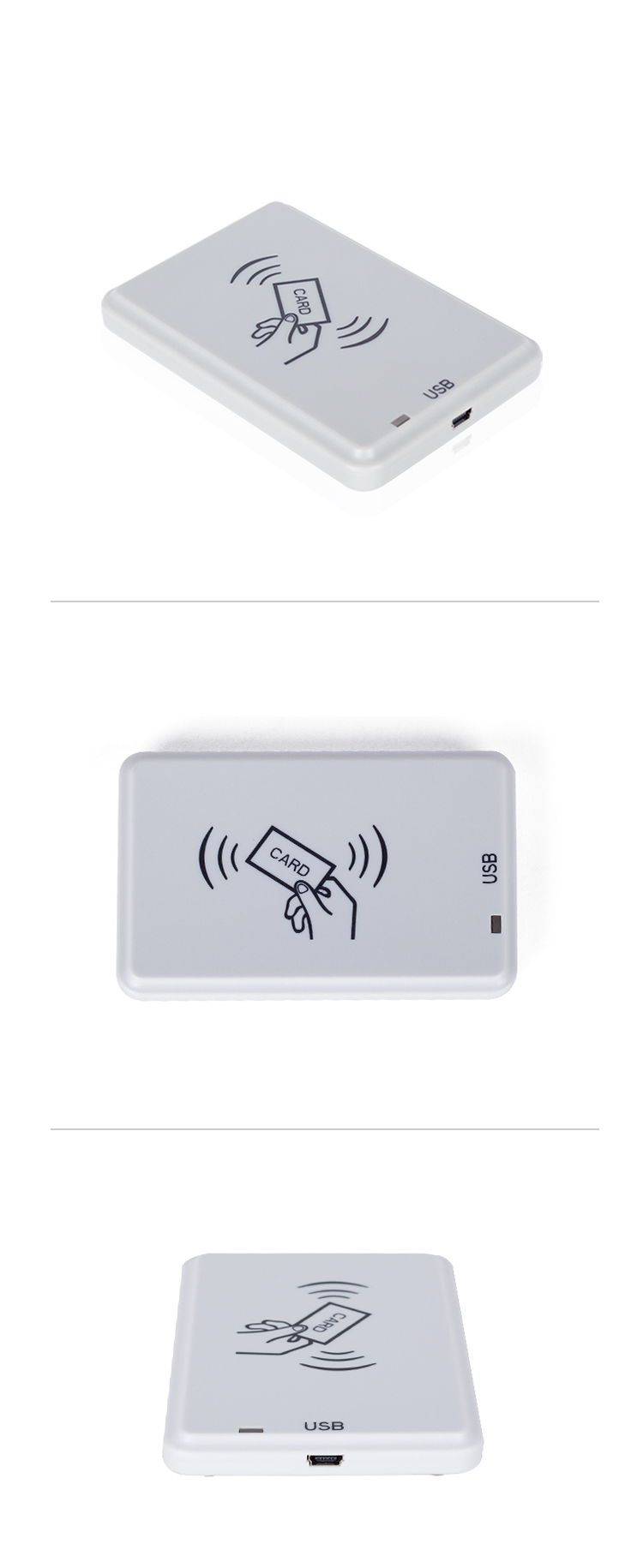 White HF USB RFID Reader For Passive RFID Tags Support Anti - Collision Algorithm